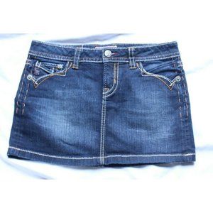 MEK DNM Jodhpur Denim Jean 29 Stretch MINI Skirt Distressed Appx 32" Waist 5 PKT